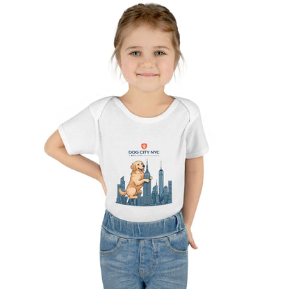 Dog City NYC Baby Bodysuit – Golden Retriever & Skyline Onesie