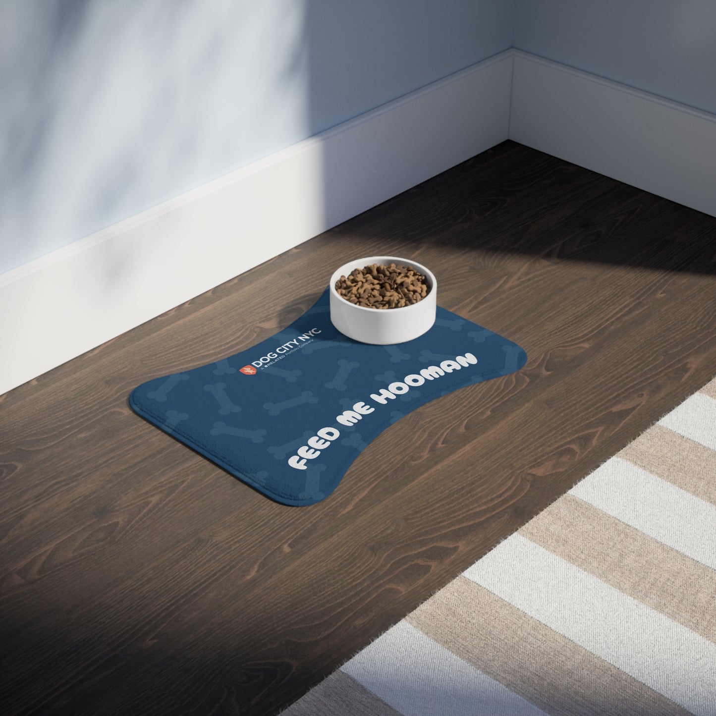'Feed Me Hooman' Food Mat - Blue