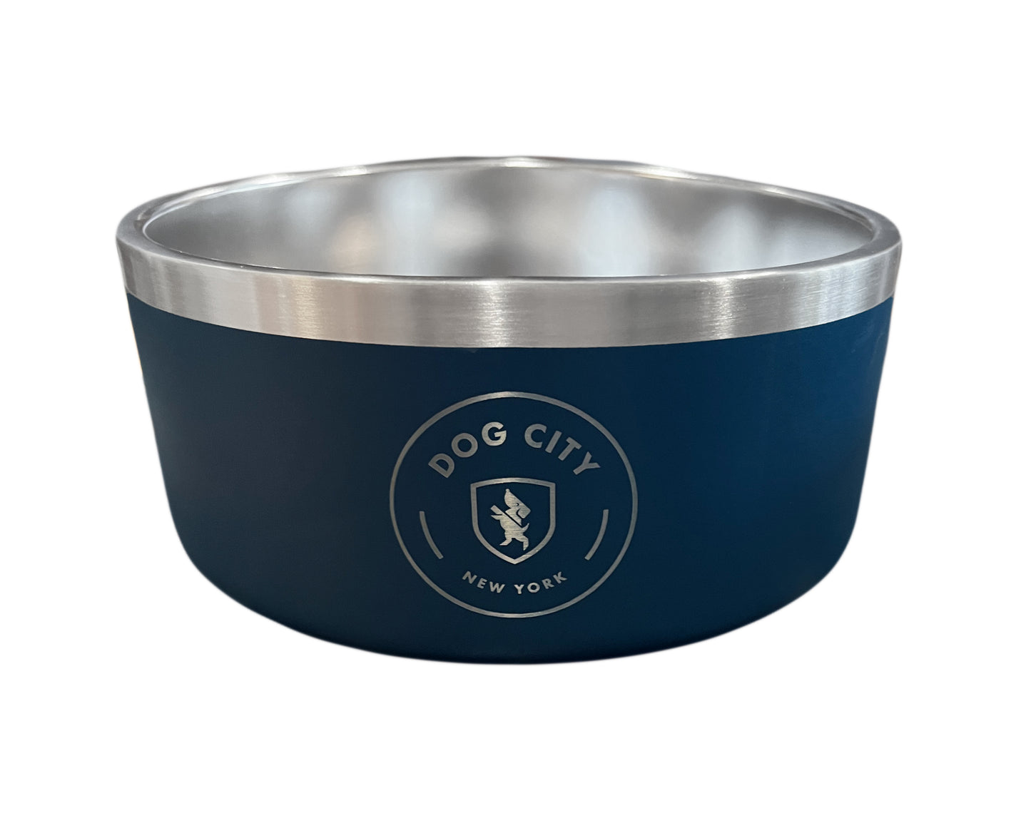 Dog City Branded Stainless Steel, Non-Slip, Dog Bowl (8 Cup), Dark Blue